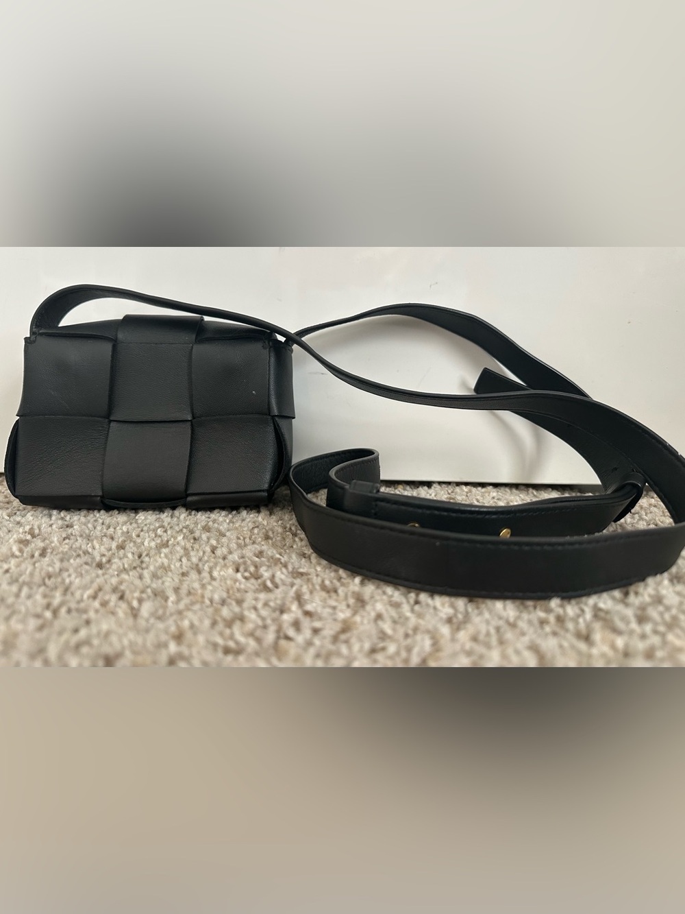 Bottega Veneta Mini Cassette Black Padded Leather Crossbody Bag